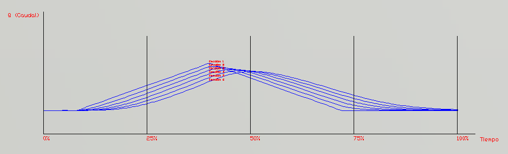 Evoluci&oacute;n espacial de los hidrogramas calculados.
